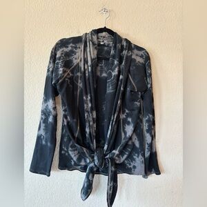 Johnny Was Calme XL charcoal Gray Brushed French Terry Cloth Wrap‎ Cardigan